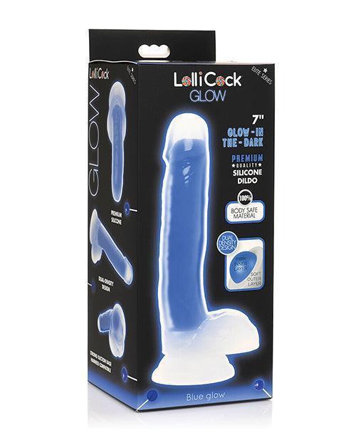 product image, Curve Toys Lollicock 7" Glow In The Dark Silicone Dildo W/balls - SEXYEONE