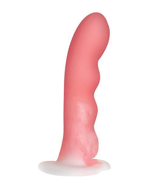 image of product,Curve Toys Simply Sweet 7" Wavy Silicone Dildo - Pink/white - SEXYEONE