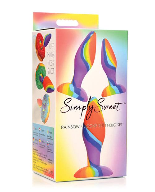 Curve Toys Simply Sweet Rainbow Silicone Butt Plug Set - SEXYEONE