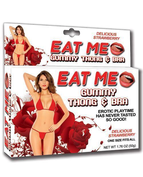 product image, Eat Me Gummy Thong & Bra - Strawberry - SEXYEONE