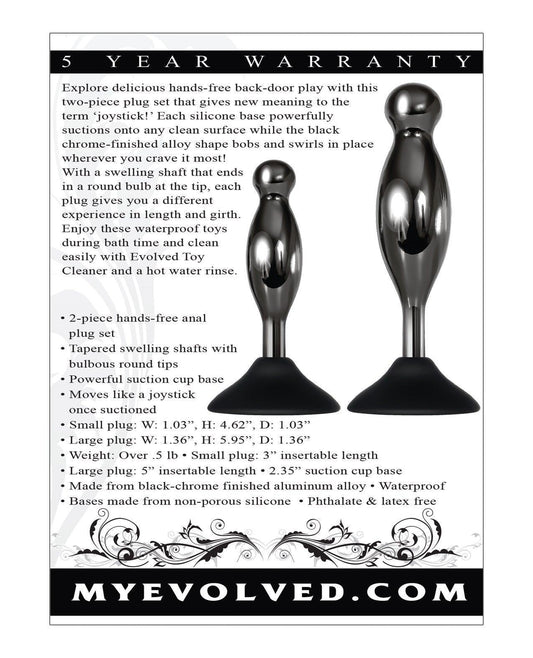 product image,Evolved Joy Sticks 2 Pc Plug Set - Black-chrome - SEXYEONE