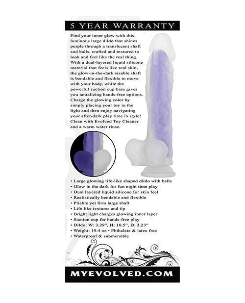 Evolved Luminous Dildo Stud Non Vibrating - Purple - SEXYEONE 
