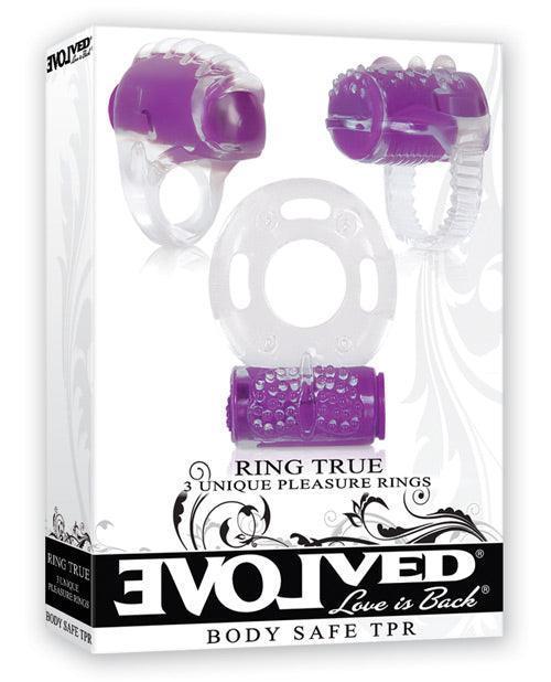 product image, Evolved Ring True Unique Pleasure Rings Kit - 3 Pack Clear-purple - SEXYEONE