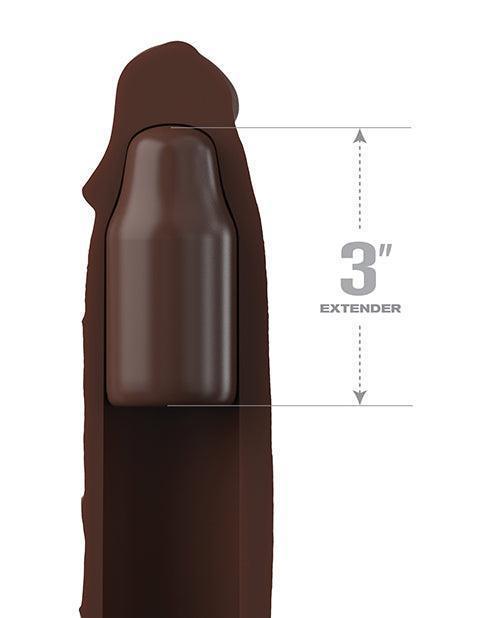 image of product,Fantasy X-tensions Elite 7" Extension W-strap - Brown - SEXYEONE