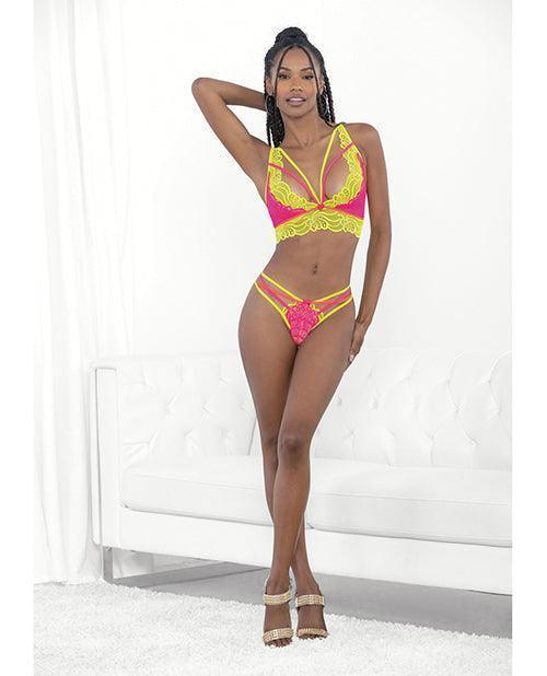 product image, Festival Wear Strappy Lace Top & G-string Neon - SEXYEONE