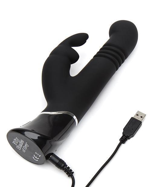 image of product,Fifty Shades Of Grey Greedy Girl Rechargeable Thrusting G Spot Rabbit Vibrator - Black - {{ SEXYEONE }}