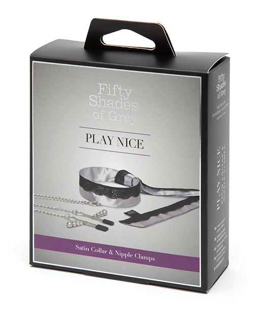 product image, Fifty Shades Of Grey Play Nice Satin & Lace Collar & Nipple Clamps - {{ SEXYEONE }}