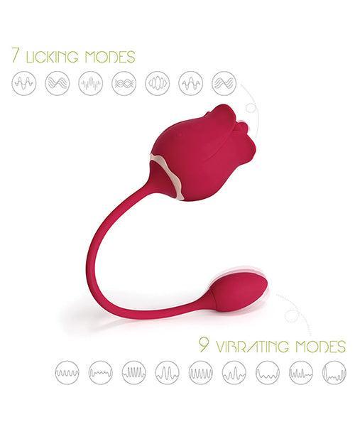 image of product,Fiona Clit Licking Rose & Vibrating Egg - Red - SEXYEONE