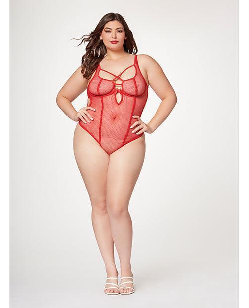 product image, Fishnet Strappy High Cut Leg Teddy - SEXYEONE