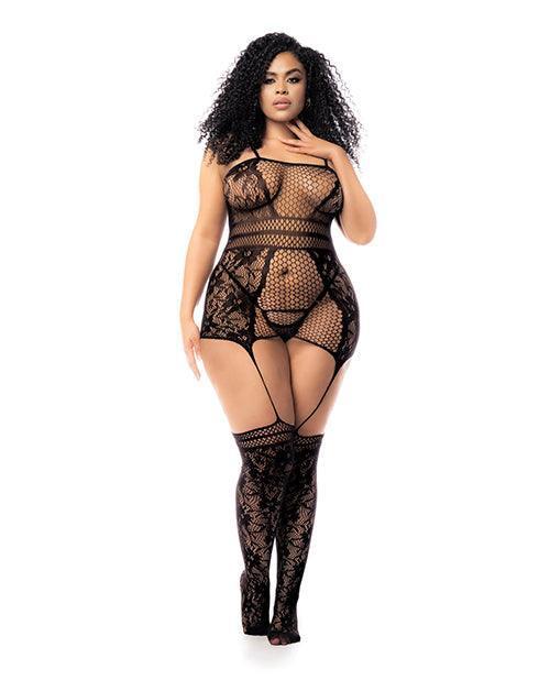 product image, Floral Fishnet Bodystocking Black - SEXYEONE