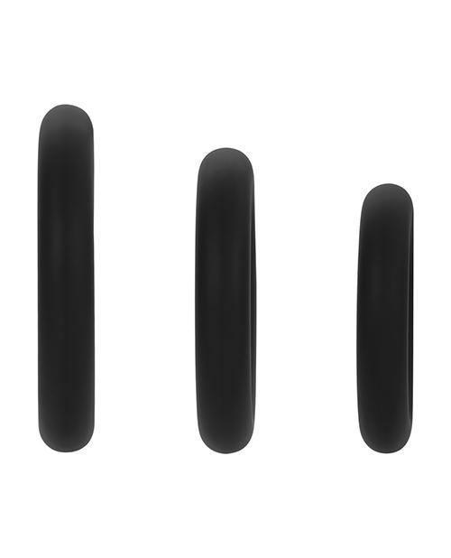 image of product,Forto F-61 Liquid 3 Piece Cock Ring Set - Black - SEXYEONE
