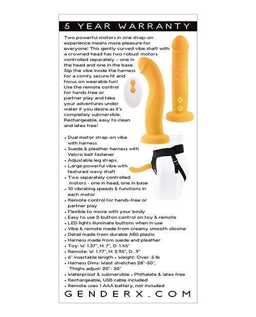 product image,Gender X Sweet Embrace Dual Motor Strap On Vibe W-harness - Yellow - SEXYEONE