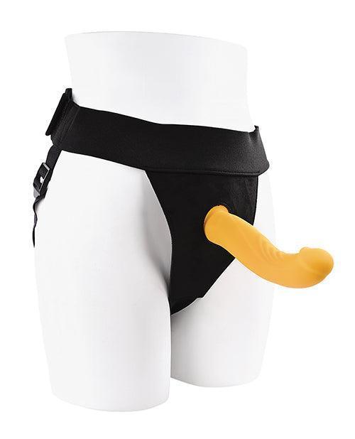 image of product,Gender X Sweet Embrace Dual Motor Strap On Vibe W-harness - Yellow - SEXYEONE