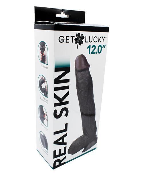 product image, Get Lucky 12" Real Skin Series - Dark Brown - {{ SEXYEONE }}