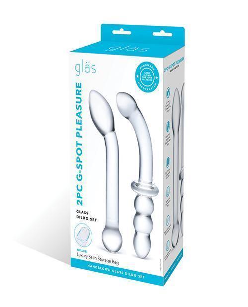 product image, Glas 2 Pc G-spot Pleasure Glass Dildo Set - Clear - SEXYEONE