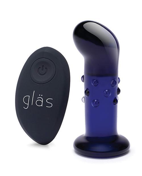 image of product,Glas 4" Rechargeable Vibrating Dotted G Spot/p Spot Plug - Blue - SEXYEONE