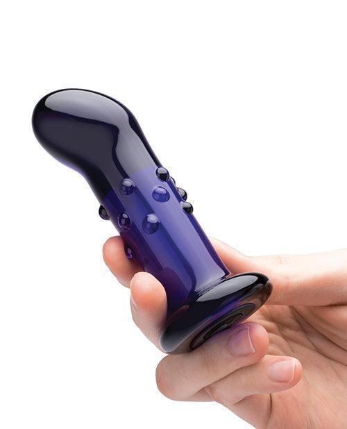 image of product,Glas 4" Rechargeable Vibrating Dotted G Spot/p Spot Plug - Blue - SEXYEONE