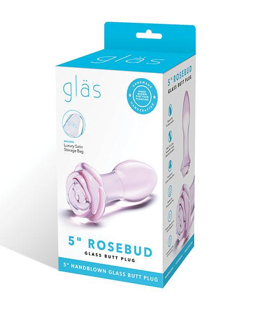 product image, Glas 5" Rosebud Glass Butt Plug - Pink - SEXYEONE