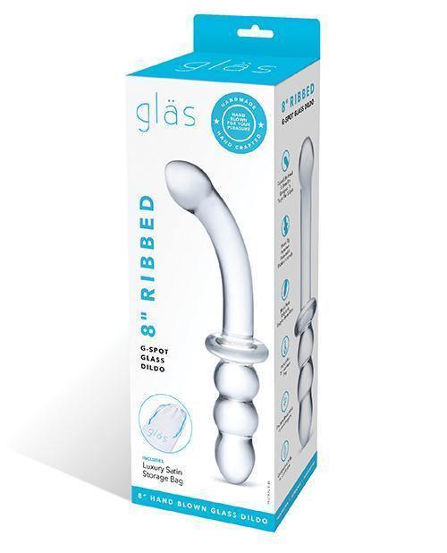 product image, Glas 8" Ribbed G-spot Glass Dildo - SEXYEONE