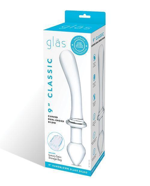 product image, Glas 9" Classic Curved Dual Ended Dildo - Clear - SEXYEONE