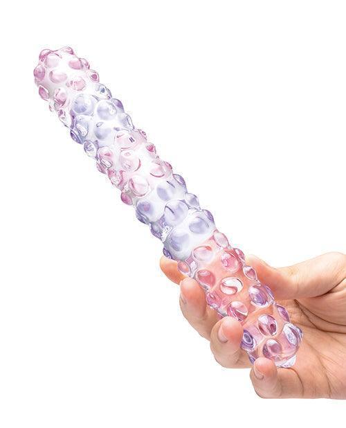 image of product,Glas 9" Purple Rose Nubby Glass Dildo - Purple-pink - SEXYEONE