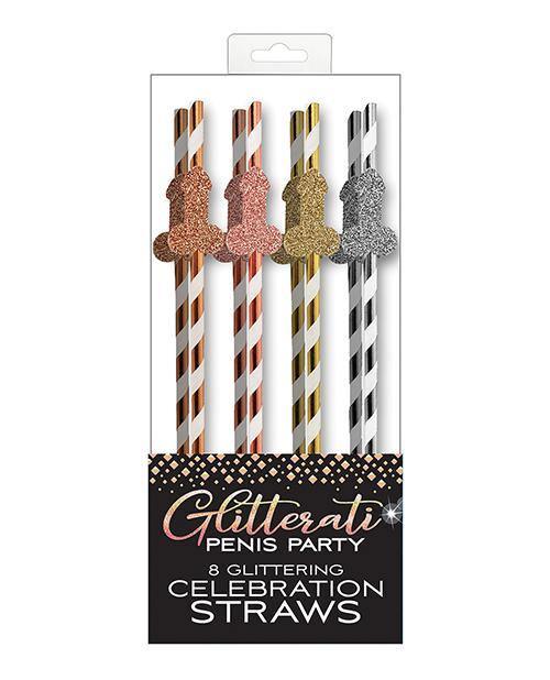 Glitterati Penis Party Straws - Pack Of 8 - SEXYEONE 