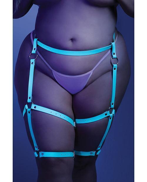 image of product,Glow Buckle Up Glow In The Dark Leg Harness Light Blue O-s - SEXYEONE