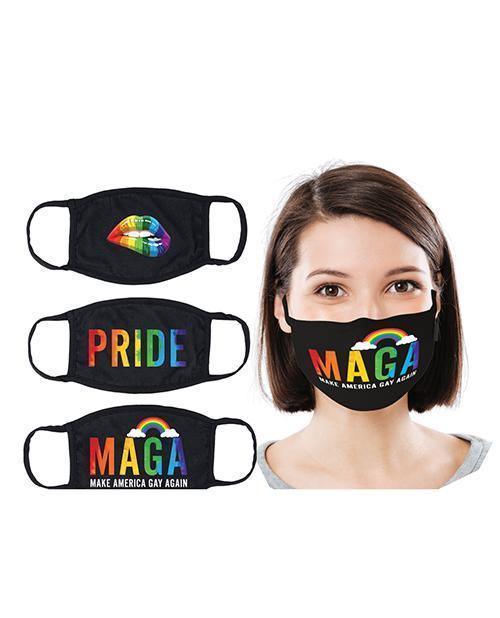 image of product,Hott Products Mask-erade Masks - Pride-gay Again- Rainbow Kiss Pack Of 3 - SEXYEONE