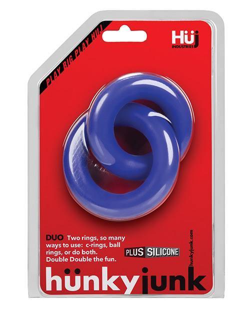 image of product,Hunky Junk Duo Linked Cock & Ball Rings - Cobalt - SEXYEONE