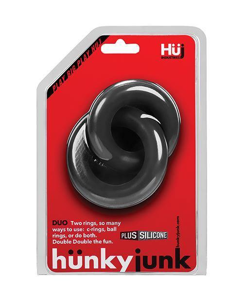Hunky Junk Duo Linked Cock & Ball Rings - Tar - SEXYEONE 