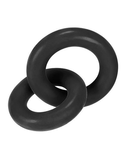 image of product,Hunky Junk Duo Linked Cock & Ball Rings - Tar - SEXYEONE 