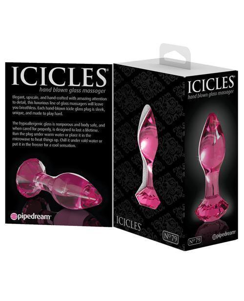 image of product,Icicles No. 79 Hand Blown Glass Diamond Butt Plug - Pink - SEXYEONE