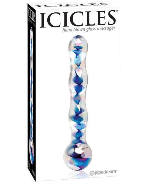 product image, Icicles No. 8 Hand Blown Glass Massager - Clear W-inside Blue Swirls - SEXYEONE
