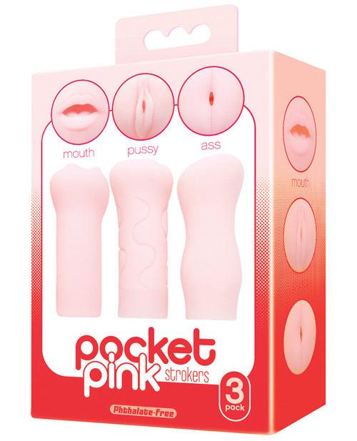product image, Icon Brands Pocket Pink Strokers - 3- Pack - SEXYEONE