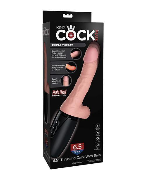 product image, King Cock Plus Thrusting, Warming & Vibrating 6.5" Triple Threat Dong - SEXYEONE
