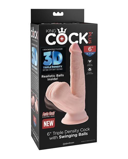 product image, King Cock Plus Triple Density Cock W/swinging Balls - Ivory - SEXYEONE