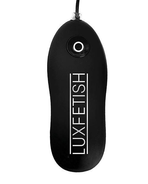 image of product,Lux Fetish 4" Inflatable Vibrating Butt Plug W-suction Base - Black - SEXYEONE
