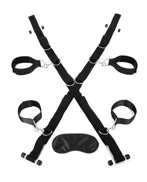 image of product,Lux Fetish Over The Door Cross W-4 Universal Soft Restraint Cuffs - SEXYEONE