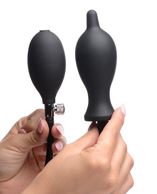image of product,Master Series Dark Inflator Inflatable Silicone Anal Plug - Black - SEXYEONE