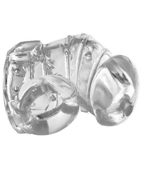 image of product,Master Series Detained 2.0 Restrictive Chastity Cage W-nubs - Clear - SEXYEONE