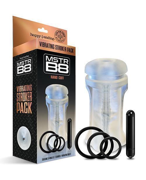 image of product,Mstr B8 Vibrating Stroker Pack Hand Cuff - Kit Of 5 Clear - SEXYEONE
