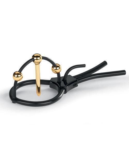 image of product,Mystim Plunging Pete W-corona Strap & Urethral Sound - Black-gold - SEXYEONE