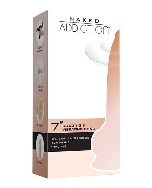 product image, Naked Addiction 7" Rotating & Vibrating Dong W-remote - Flesh - {{ SEXYEONE }}