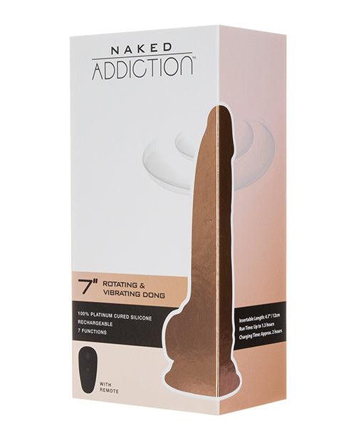 image of product,Naked Addiction 7" Rotating & Vibrating Dong W-remote - Flesh - {{ SEXYEONE }}