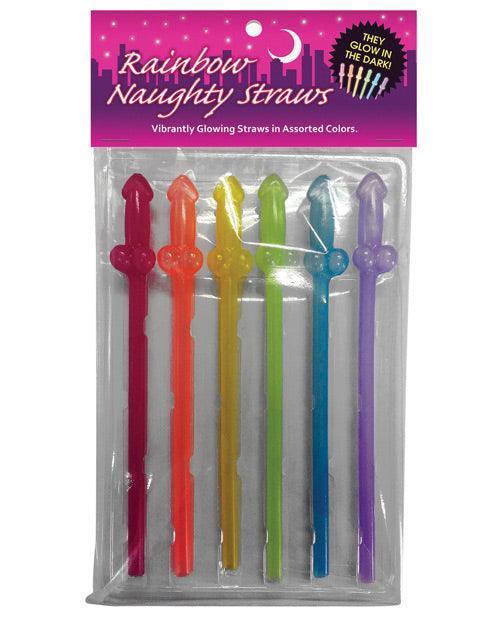 product image, Naughty Glow In The Dark Rainbow Straws - Pack Of 6 - SEXYEONE