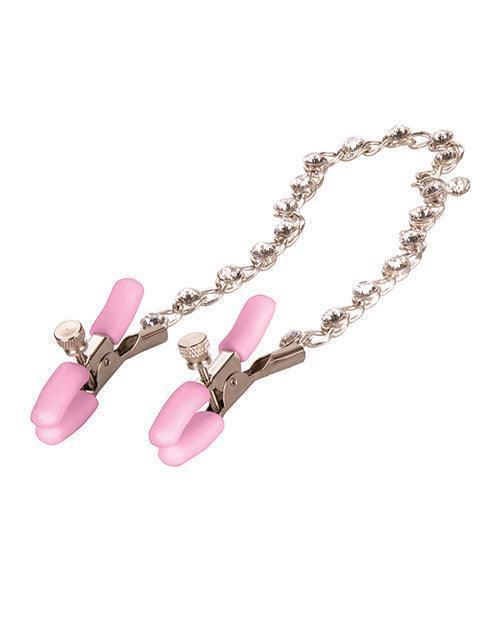 image of product,Nipple Play Crystal Chain Nipple Clamps - Pink - SEXYEONE