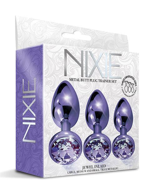image of product,Nixie Metal Butt Plug Trainer Set W/inlaid Jewel - SEXYEONE