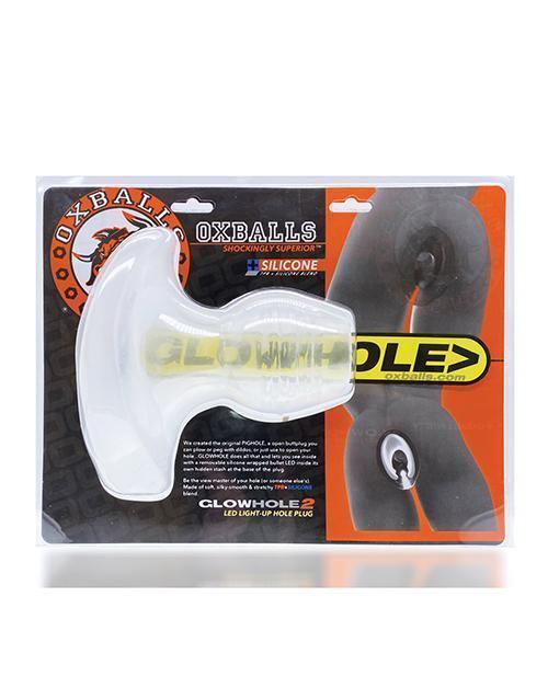 image of product,Oxballs Glowhole 2 Hollow Buttplug W-led Insert Large - Clear - SEXYEONE