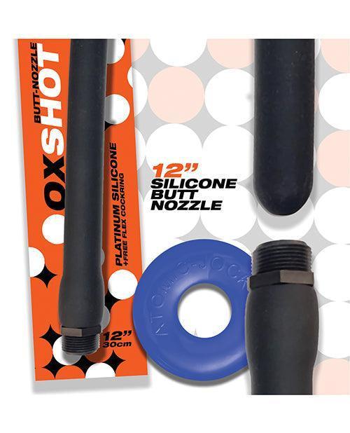 image of product,Oxballs Oxshot Silicone Butt Nozzle W/flex Cockring - Black/blue - SEXYEONE