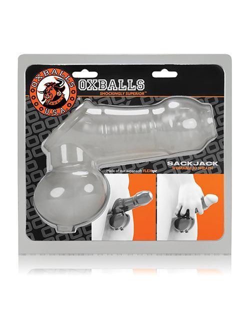 image of product,Oxballs Sackjack Wearable Jack Off Sheath - Clear Frost - SEXYEONE